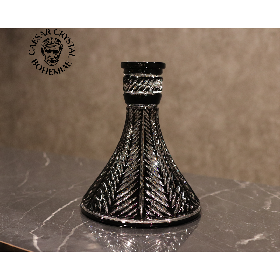 専用 Bohemia ボヘミア ハイエナメル マントルラスター 乳白被せ 花模様 シーシャ ベースボトル|Hookah base Abstract 1【Clear×Black