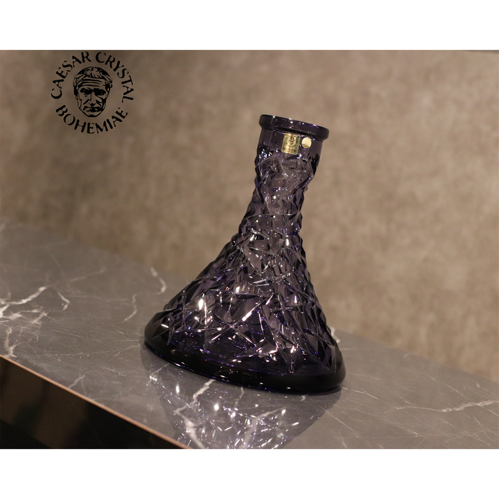 シーザークリスタル　ボヘミアクリスタル　花瓶　ハンドメイド　ガラス シーシャ ベースボトル｜Hookah base Deep Cut【Clear×Blue